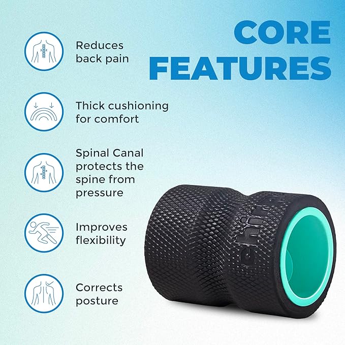Chirp Wheel Foam Roller ??Targeted Back & Neck Relief, Lumbar Spine Stretcher, Spinal Decompression Back Stretcher, Massage Roller with Density Foam for Physical Therapy, Supports 500lbs, 4-Inch Mint