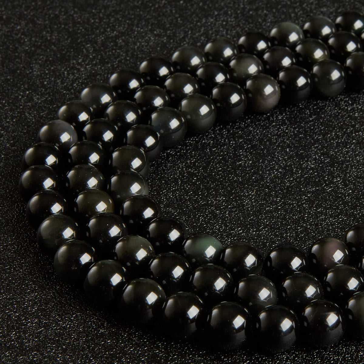 60pcs 6mm Black Obsidian Beads Natural Gemstone Beads Round Loose Beads for Jewelry Making