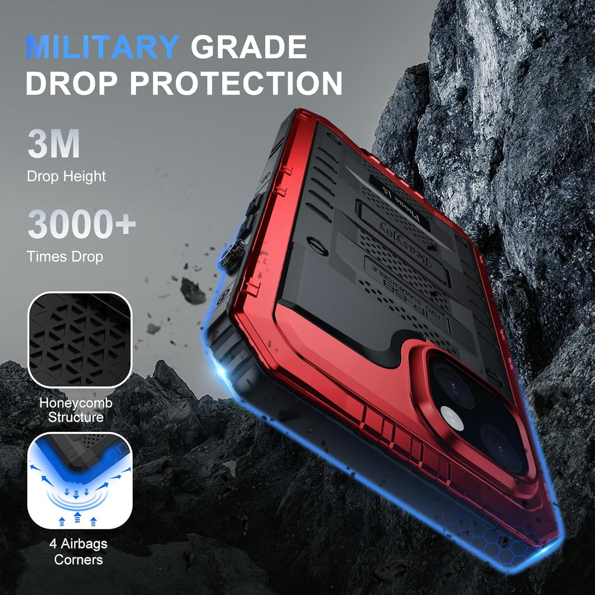 Beasyjoy 15 15 6.1", for iPhone Case Waterproof, Metal Heavy Duty Full Body Protective Case with Built-in Screen
