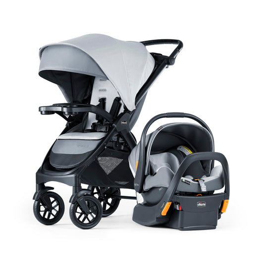 Chicco Bravo LE ClearTex 3-in-1 Trio Travel System, Bravo LE Quick-Fold Stroller with KeyFit Max ClearTex Infant Car Seat and Base, Atlas/Grey