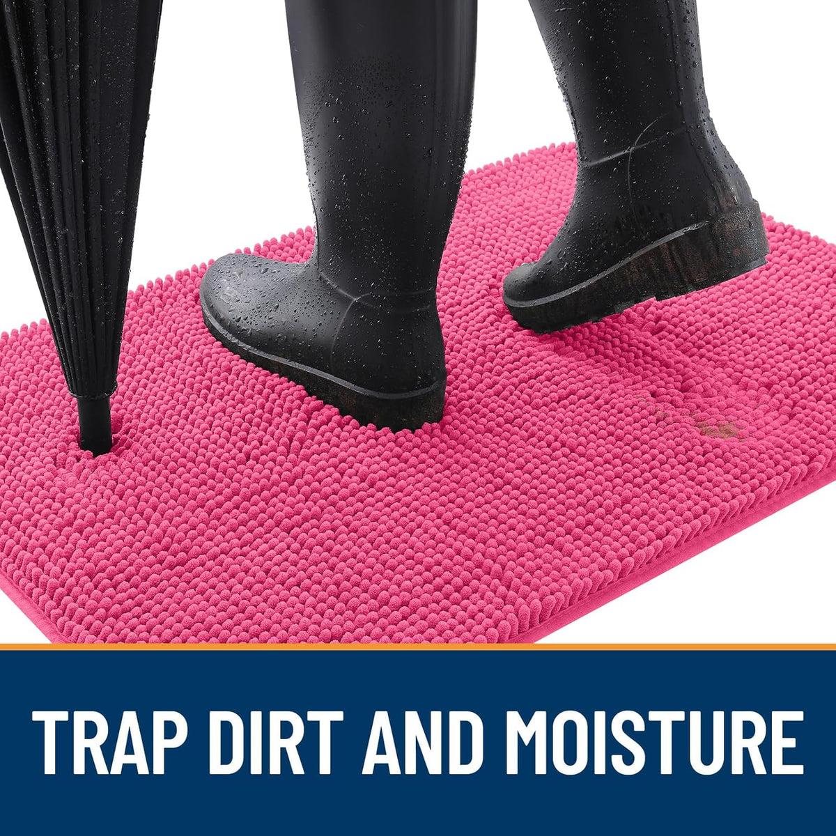OLANLY Dog Door Mat - Absorbent Non-Slip Chenille Mat for Muddy Paws | 30x20, Hot Pink