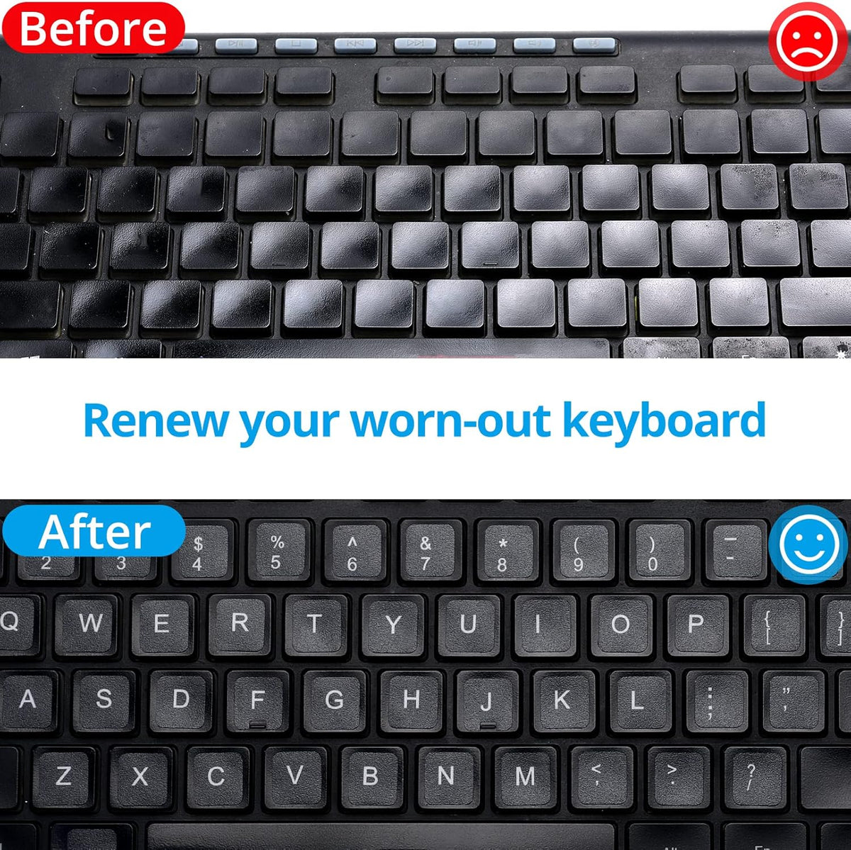 Softamm Stickers,[5 1] English Keyboard in Replacement English Keyboard Letters Sticker with White Font on Black