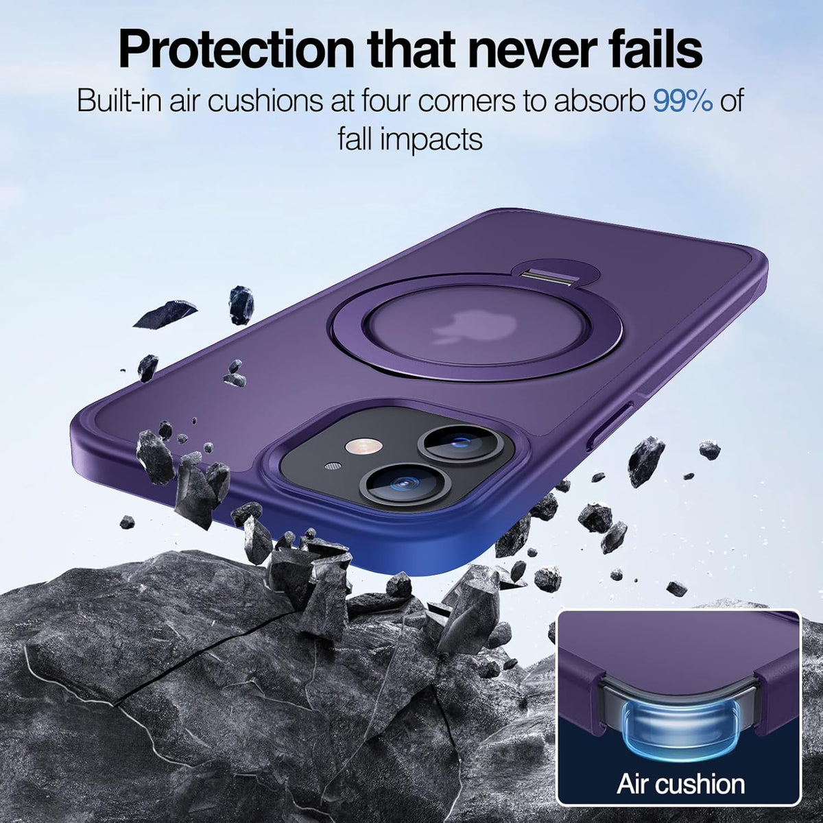 Anqrp 360 12/12 12/12 6.1", All-in-ONE Stand Case for iPhone Pro Case with Rotatable Magnetic Kickstand Ring Holder