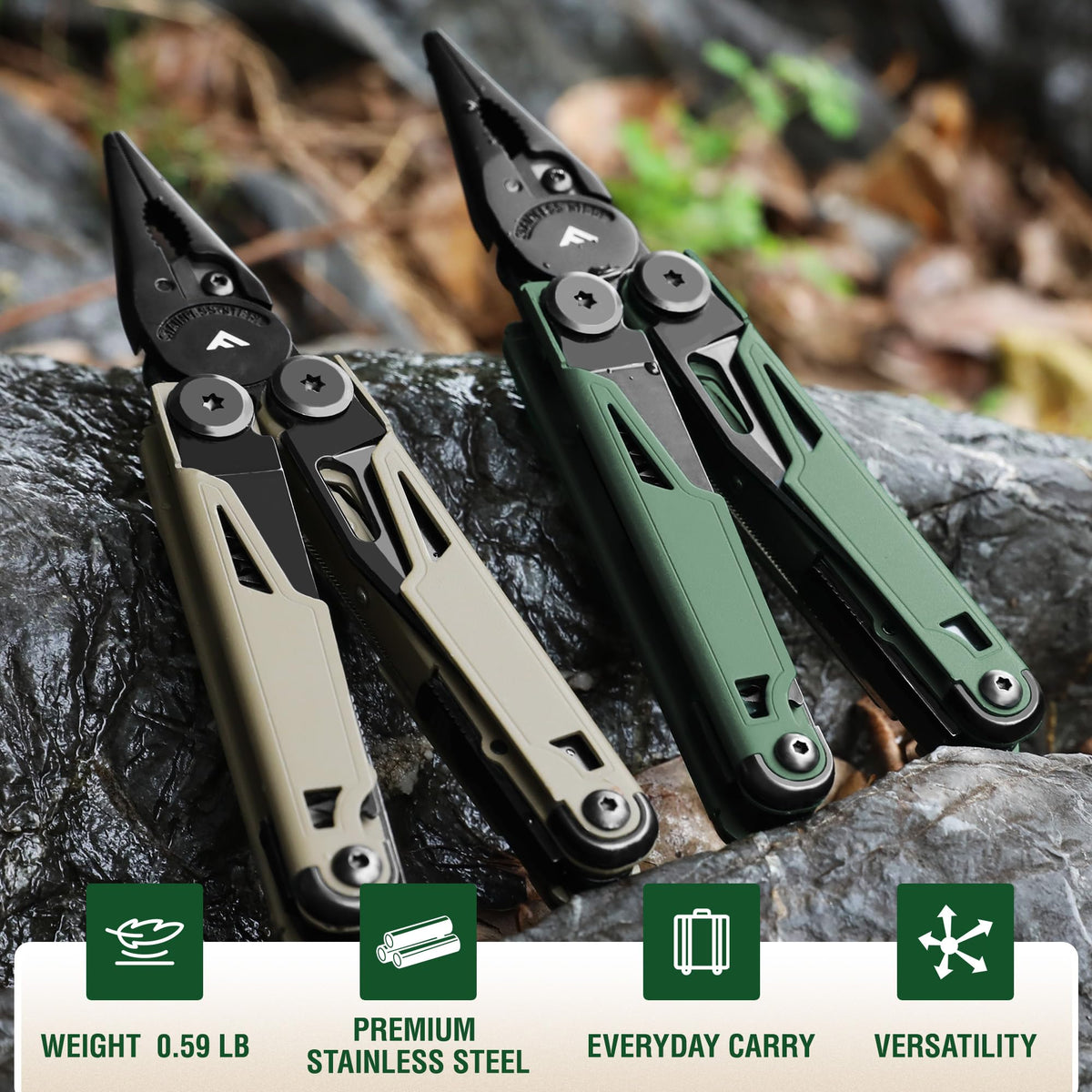 FLISSA Multitool, 15-in-1 Multi Tool Pocket Knife with Sheath, Stainless Steel EDC Multitool Pliers for Men, All-in-One Tools for Camping, Fishing, Survival