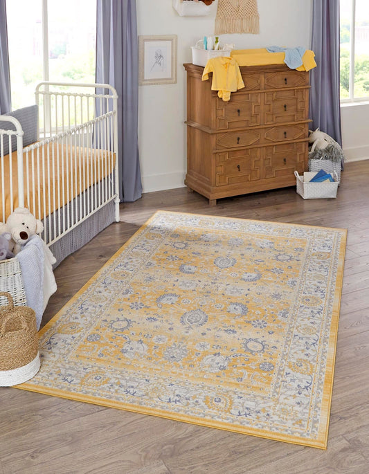 Unique Loom Whitney Collection Traditional Border Area Rug (8' 0 x 10' 0 Rectangular, Tuscan Yellow)