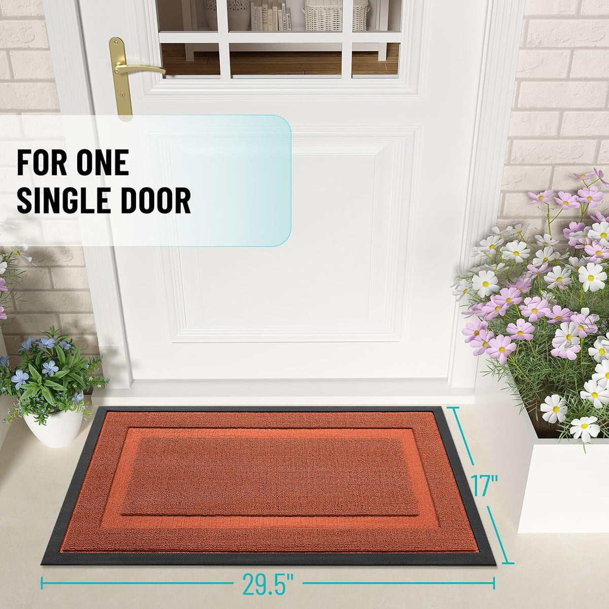 OLANLY Waterproof Front Door Mat - All-Season Natural Rubber Doormat | Easy Clean, 29.5x17, Vermillion Red