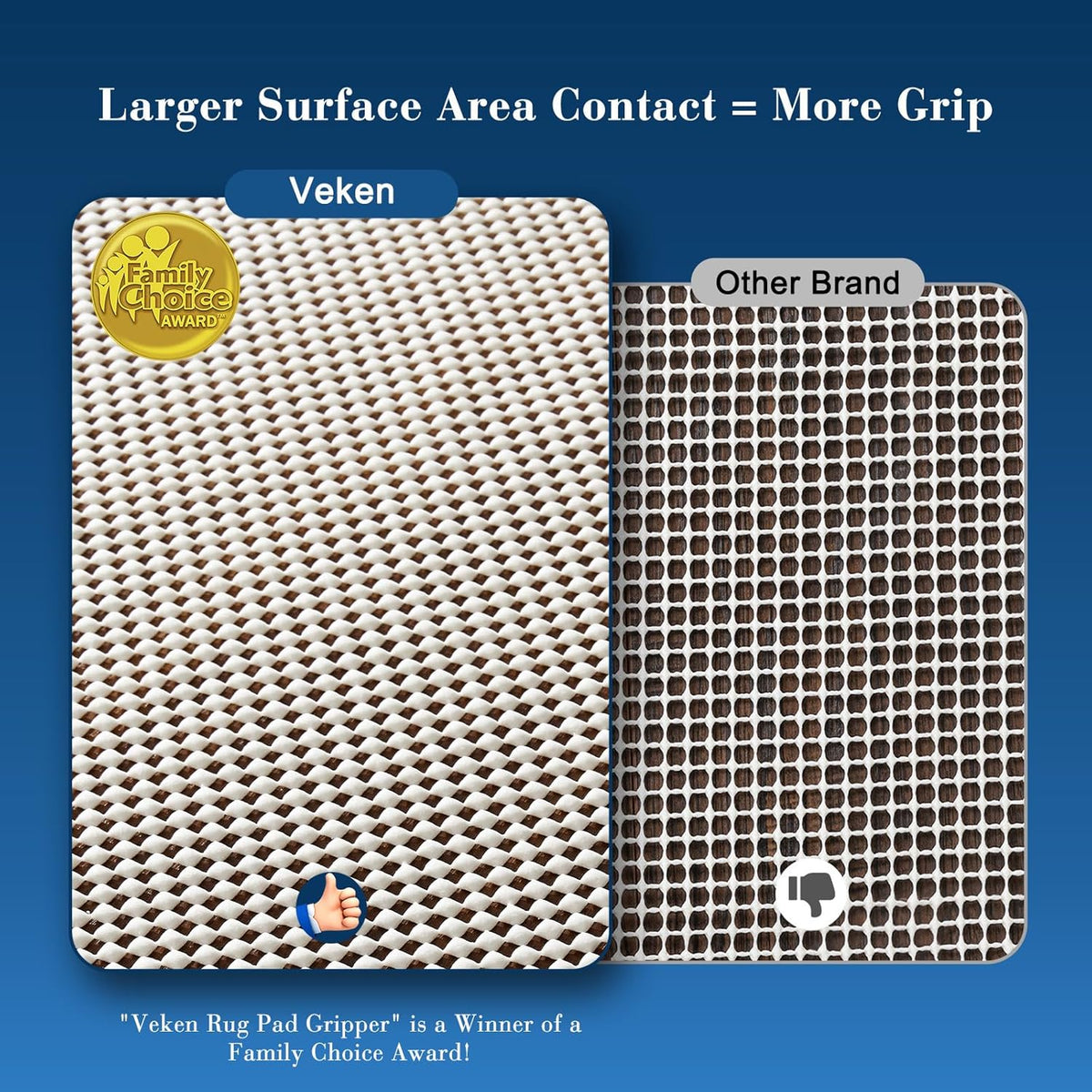 Veken Non-Slip Rug Pad Gripper - Thick 2x5 Ft Area Rug Pad for Hardwood & Tile Floors