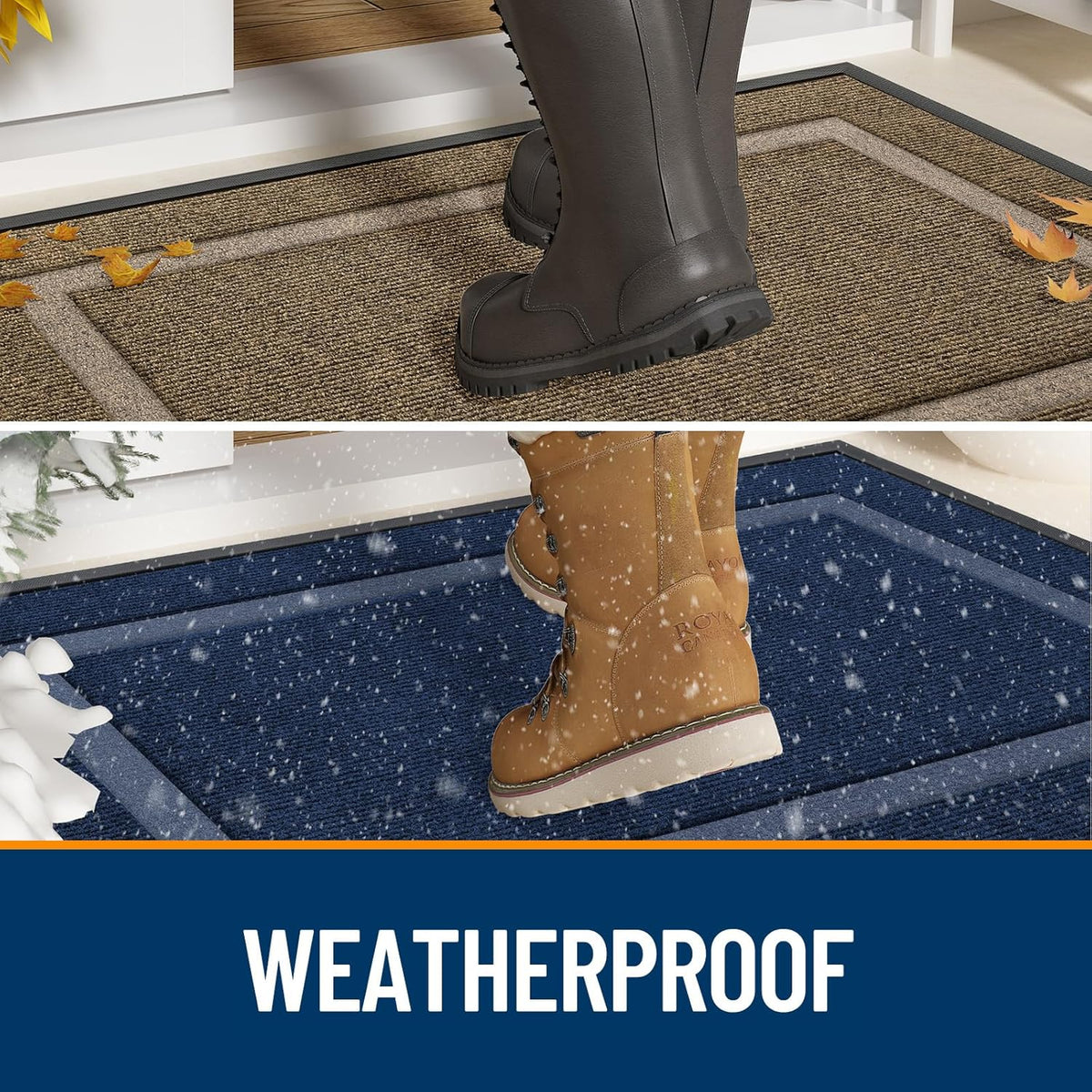 OLANLY Waterproof Front Door Mat - All-Season Indoor/Outdoor Doormat, Easy Clean, 71x23, Silver Gray