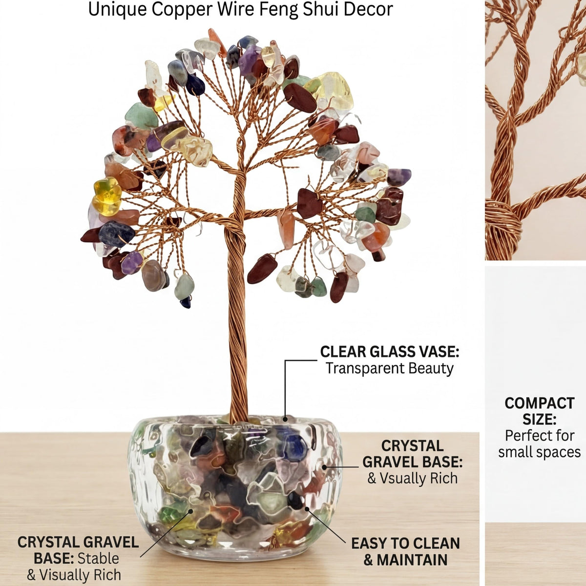 Aisamco Chakra Healing Crystal Tree of Life,Crystals and Healing Stones, Handmade Bonsai Trees,Positive Energy, Wealth, Good Luck,Feng Shui Home Office Decor,Birthday Gifts for Women