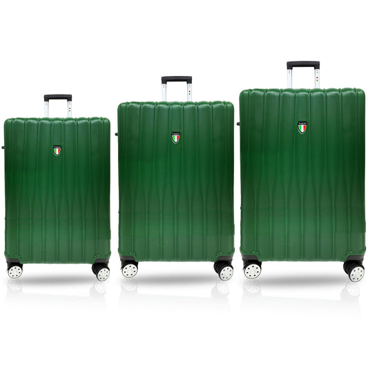 Tucci Italy Baratro Hardside Spinner Luggage Set of 3, 20/24/28", Durable & Lightweight, Army Green