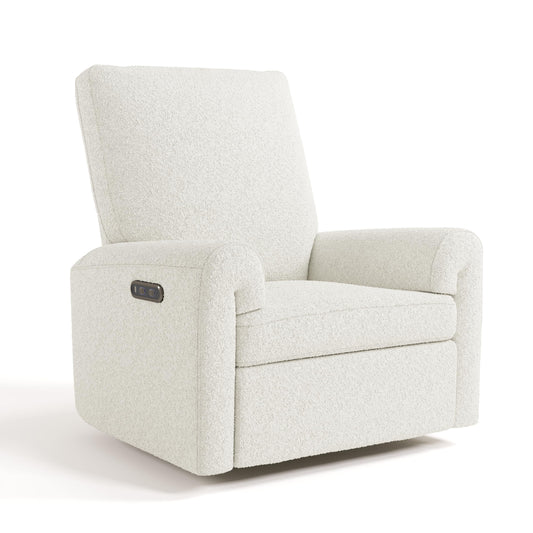 Storkcraft Sorrento Deluxe Power Recliner Swivel Glider – Premium Electronic Nursery Rocking Chair, Oeko-TEX 100 Certified, Includes Dual-USB Charging Port with USB-A & USB-C (Ivory Boucle)