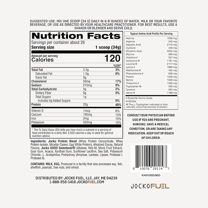Jocko Fuel Mölk Whey Protein Powder 22g Protein - Low Sugar Monk Fruit Blend - Muscle Recovery & Growth, Packaging May Vary (26 Servings, Chocolate Milkshake)