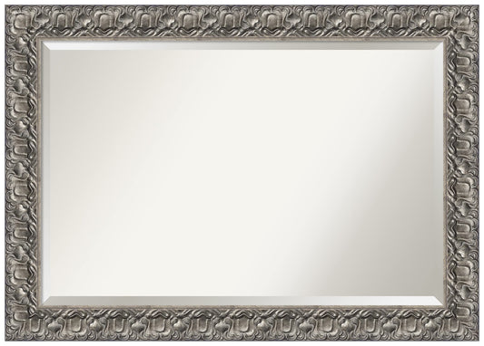 Amanti Art Silver Bathroom Mirror for Over Sink, 30x42 Silver Luxor Rectangle Vanity Mirror, Large Traditional Wood Frame, Hangs Horizonally and Vertically, Bathroom Wall Decor, Beveled Edge