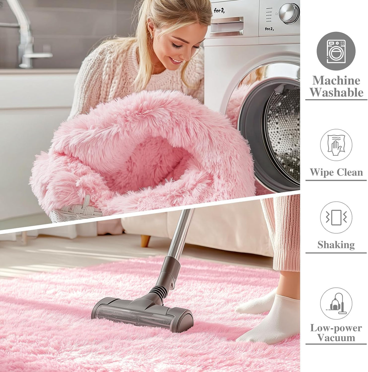 OLANLY Large Area Rug - Soft Fluffy Shaggy Carpet for Living Room & Bedroom | 9x12 ft, Pink