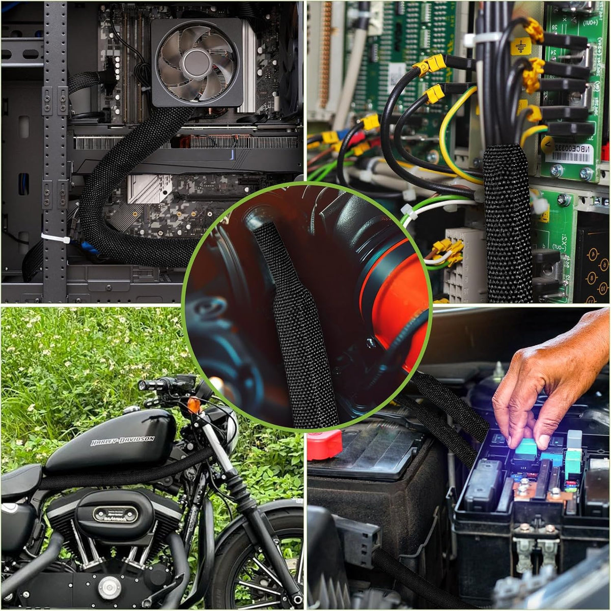 Tsmhisd 2:1 (1/2"-25ft) Heat Shrink Wire Loom Braided Cable Sleeves,Heat Resistant Fabric Woven Shrink Tubing Wiring