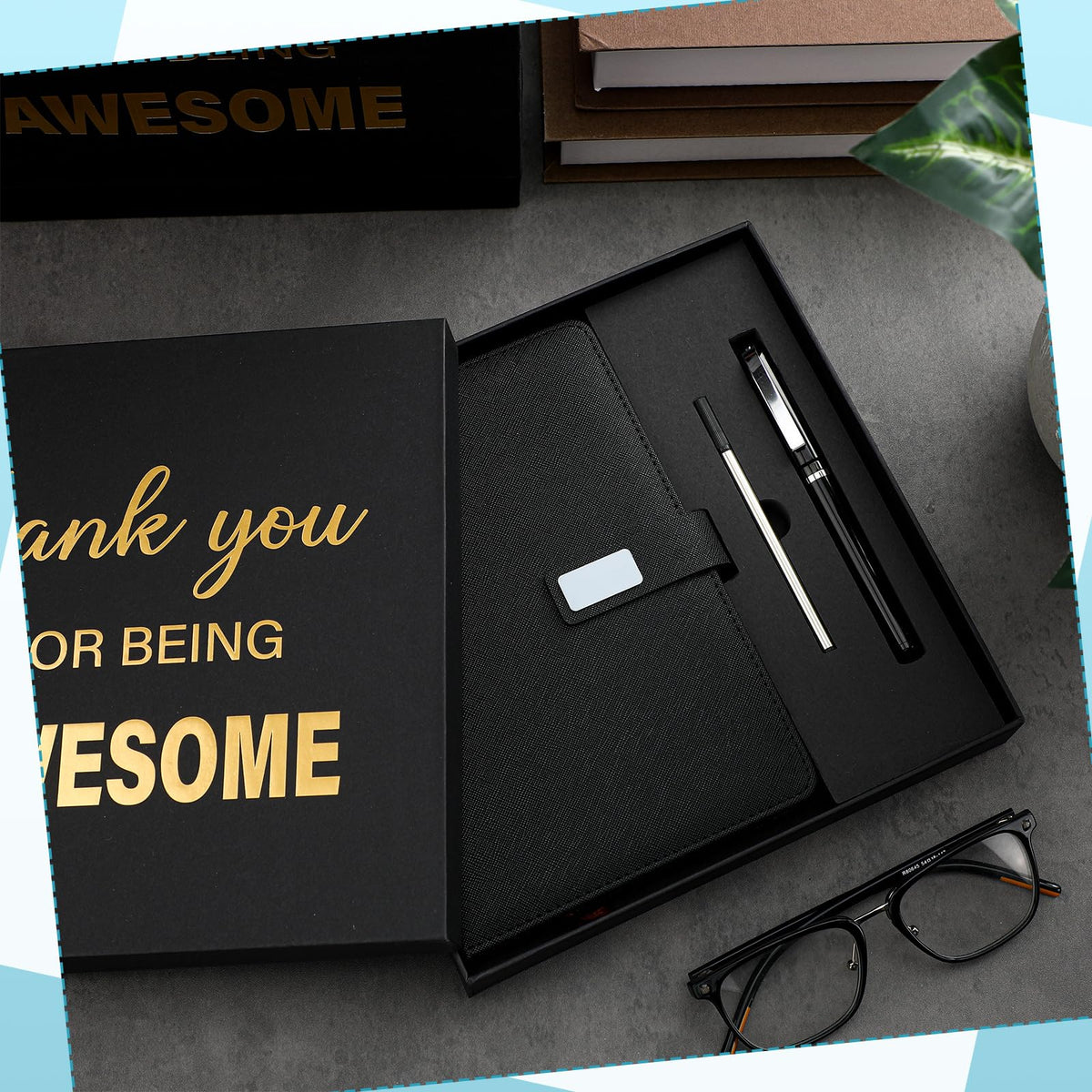 Sayglossy Thank You Gifts for Women Men, Employee Appreciation Gift for Coworkers, Thank You for Being Awesome Notebook and Pen Gift Box for Office, Coworker, Employee, Teacher, Nurse