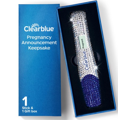 Clearblue Bedazzled Pregnancy Announcement Keepsake Stick 1ct; Unique and Memorable Reminder for Sharing Special Moments on Social Media
