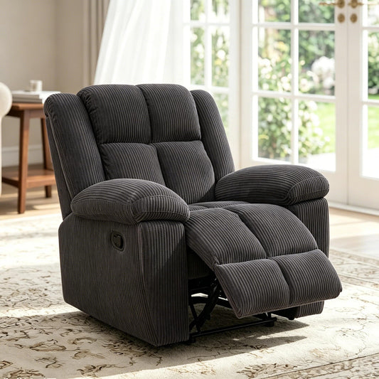 Trygoal Manual Recliner Chair, Nursery Rocking Chair, Recliner Chair for Adults, Lazy Boy, Gaming Recliner wih Overstuffed Arms, Suitable for Home Theater, Living Room, Bedroom, Dark Grey