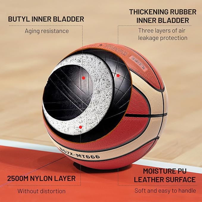 Training Soft Touch Rubber and Faux Leather Fighting Basketball, High Bounce Indoor Outdoor Basketball Gift