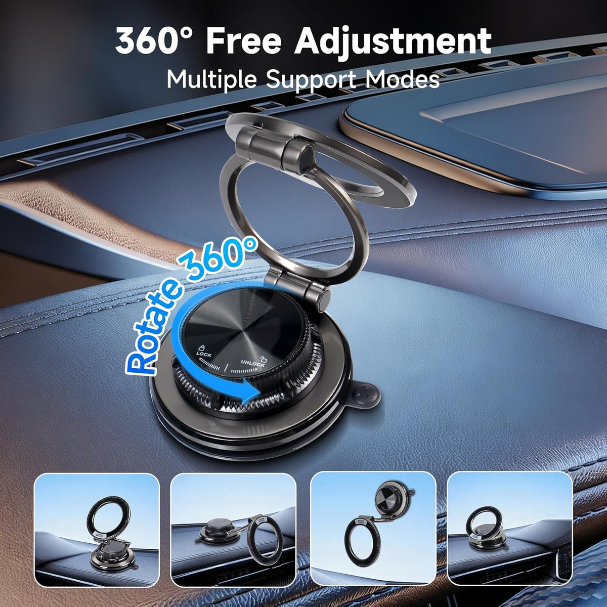 CHTXXLSZ 360 17/16 Magnetic Car Phone Holder, Adjustable Suction Cup Universal Phone Mount, Multi-Scene for Car Office