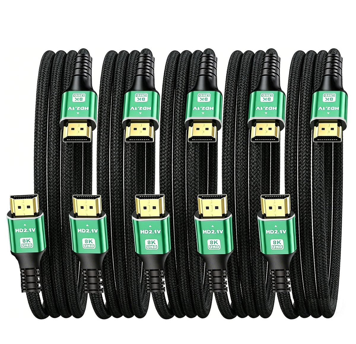 10K 8K 5-Pack 6.6FT, 2.1 48Gbps 8K@60Hz, 4K@120Hz HDR10, HDCP2.2&2.3 PS5/PS4, HDMI Cable HDMI Cable Bulk Ultra High