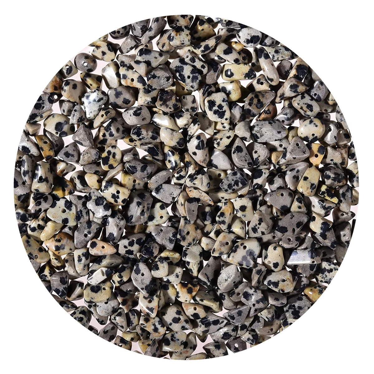 Natural Chip Stone Beads 450pcs Dalmation Jasper Chips 5-8mm Genuine Real Irregular Healing Crystal Rocks Hole Drilled DIY Loose Gemstone Beads for Jewelry Making Bracelet Earrings Necklace Crafting