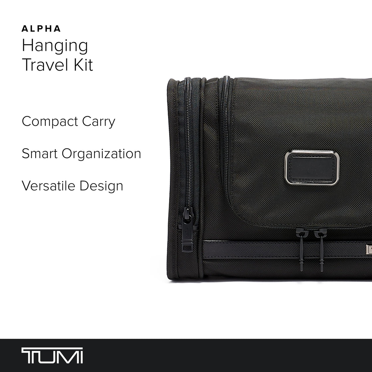 TUMI - Alpha Hanging Travel Kit - Toiletries and Cosmetics Organizer - Travel Essentials Bag with Hooks & Pockets - Black