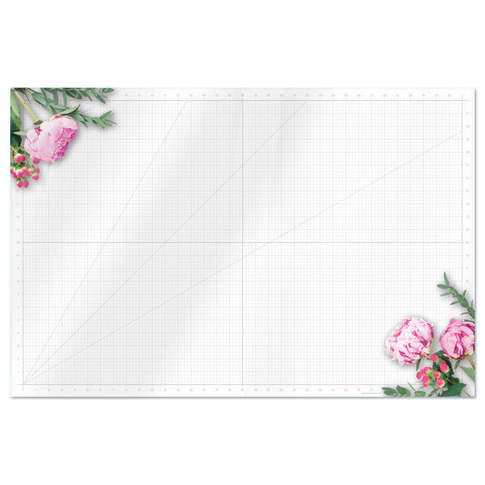 GLASSBOARD STUDIO Glass Craft Mat - Magnetic, Heat & Scratch Resistant - For Crafting, Cutting, Painting, Mixed Media Artwork - Grid Lines, Non-Slip Rubber Feet (Floral 24"L x 36"W)