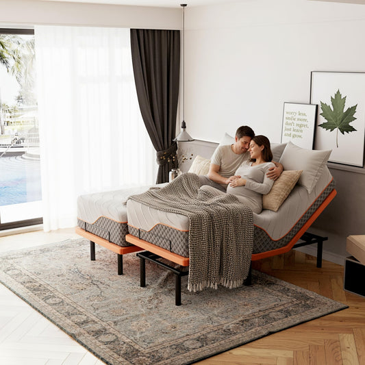 Split King Adjustable Bed Frame with Mattress - 14” Luxury Hybrid Mattress, Smart APP Contorl, Massage, Zero Gravity, Anti-Snore, 5 Minutes Installation, Head and Foot Incline, Medium Soft, Split King