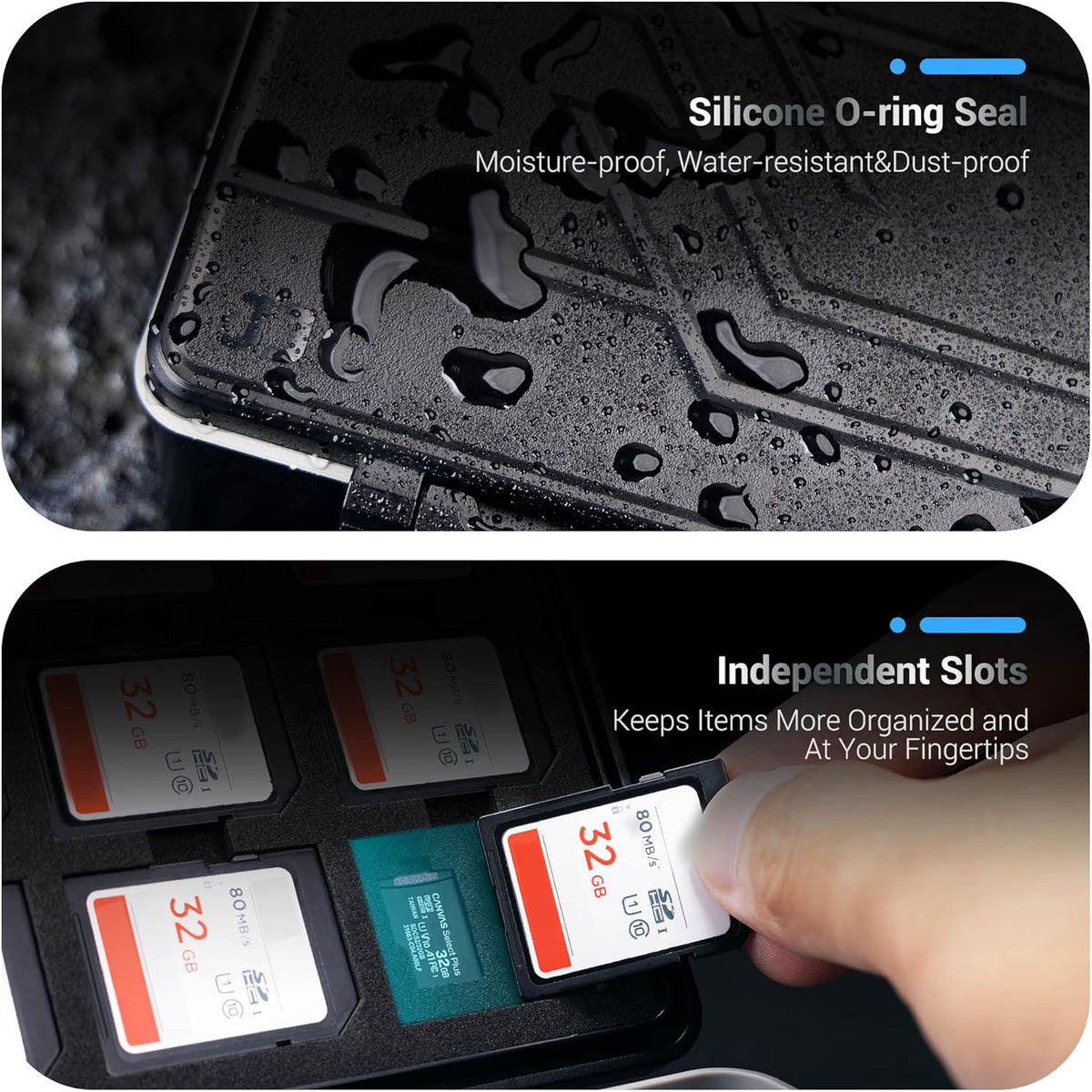 JJC 53 18 8 9 18 Slots USB and SD Card Case for Flash Mini Driver SD and TF Card, USB Drive Case Hard, Shockproof