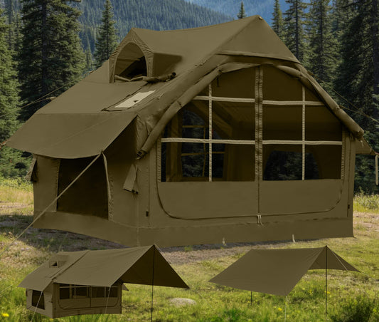 Inflatable Tents for Camping with Skylight, 4/6 Person Easy Setup Blow Up Tents for 4 Seasons Waterproof Inflatable Camping Tent with Awning, Air House Glamping Tents for Camping Adult