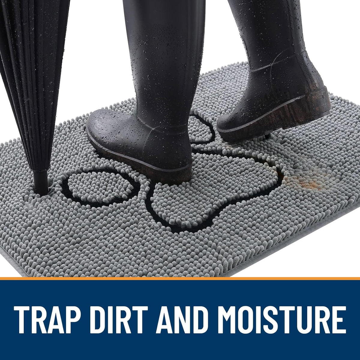 OLANLY Dog Door Mat - Absorbent Non-Slip Mud Mat for Muddy Paws | Quick Dry Chenille, 59x20, Grey