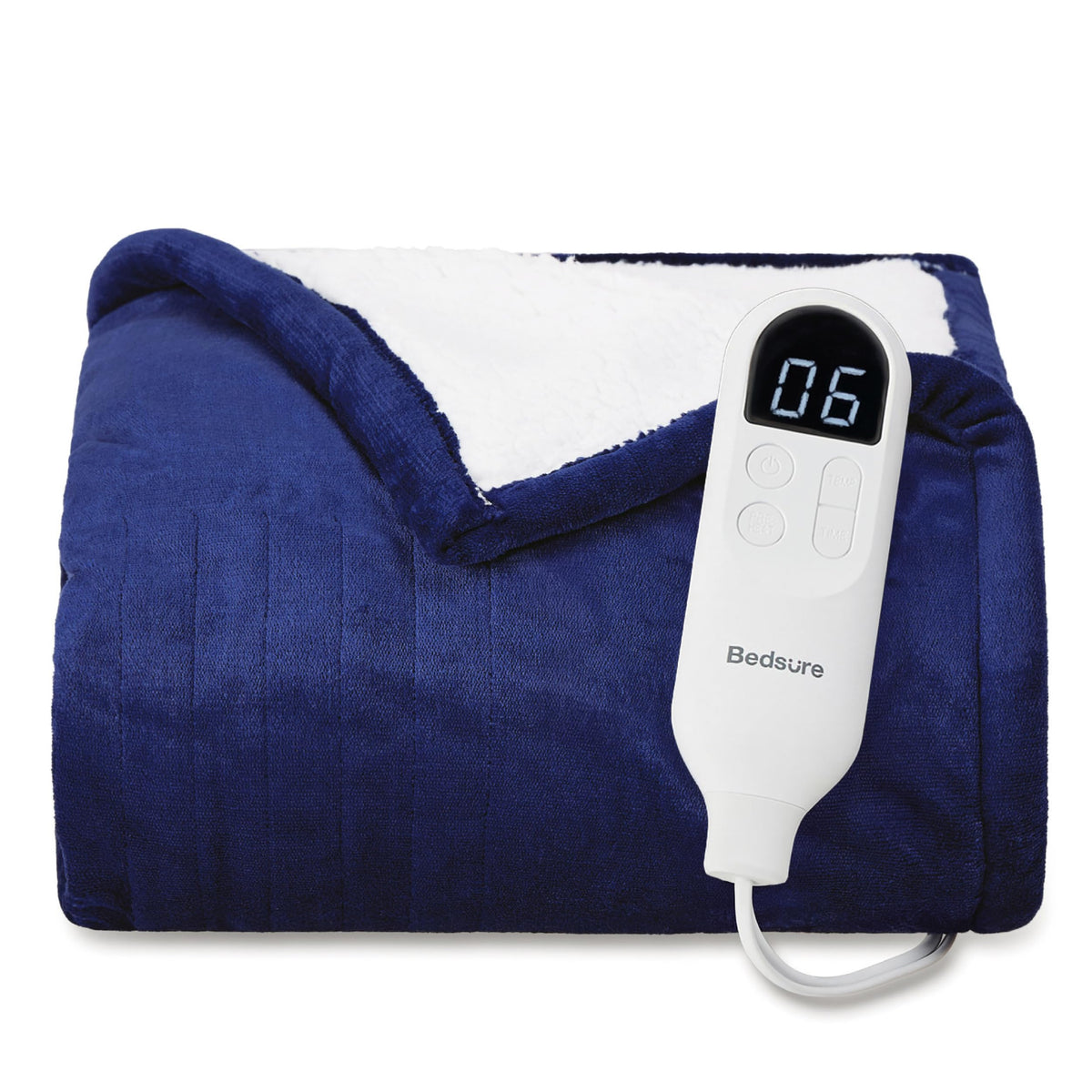 Bedsure Heated Blanket Throw Blanket with Preheat Function, Soft Flannel Electric Blanket Throw with 6 Time Settings(Up to 10H) & 6 Heating Settings, Gifts for Grandma (50"x60", Pageant Blue)