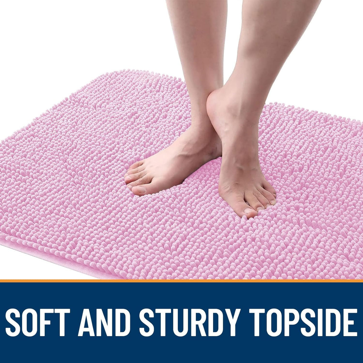 OLANLY Dog Door Mat - Absorbent Non-Slip Chenille Mat for Muddy Paws | 45x27 Inches, Quick Dry, Pink