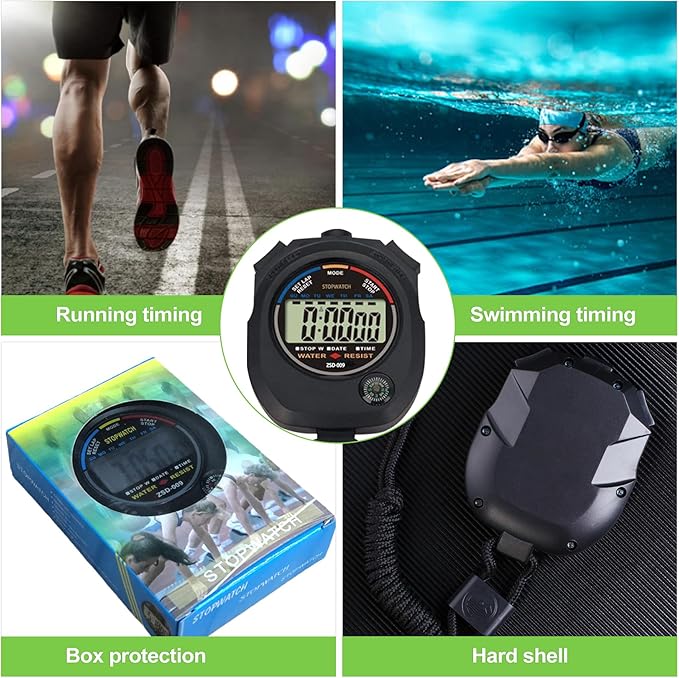 2 Pack Multi-Function Digital Stopwatch Timer, Large Display with Date, Time, and Alarm, Ideal for Sports, Coaches, Fitness, and Referees