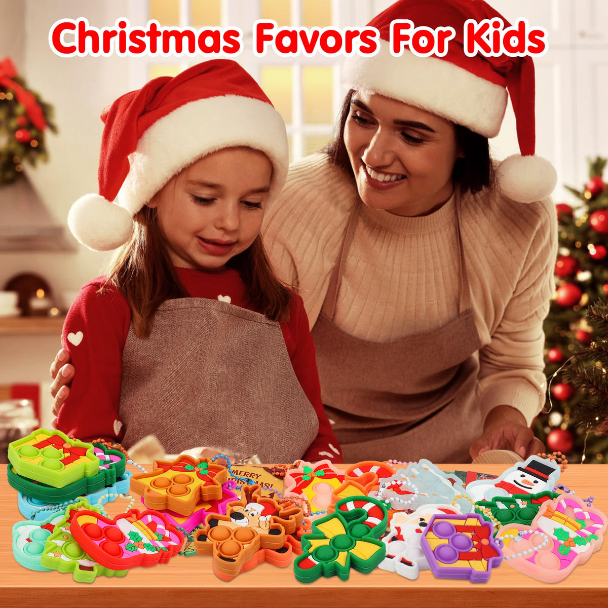 Christmas Party Favors for Kids Pop Fidget Toys,Stocking Stuffers for Kids,Christmas Goodies Bag Fillers,Xmas Gifts for Classroom,Christmas Fidgets Bulk