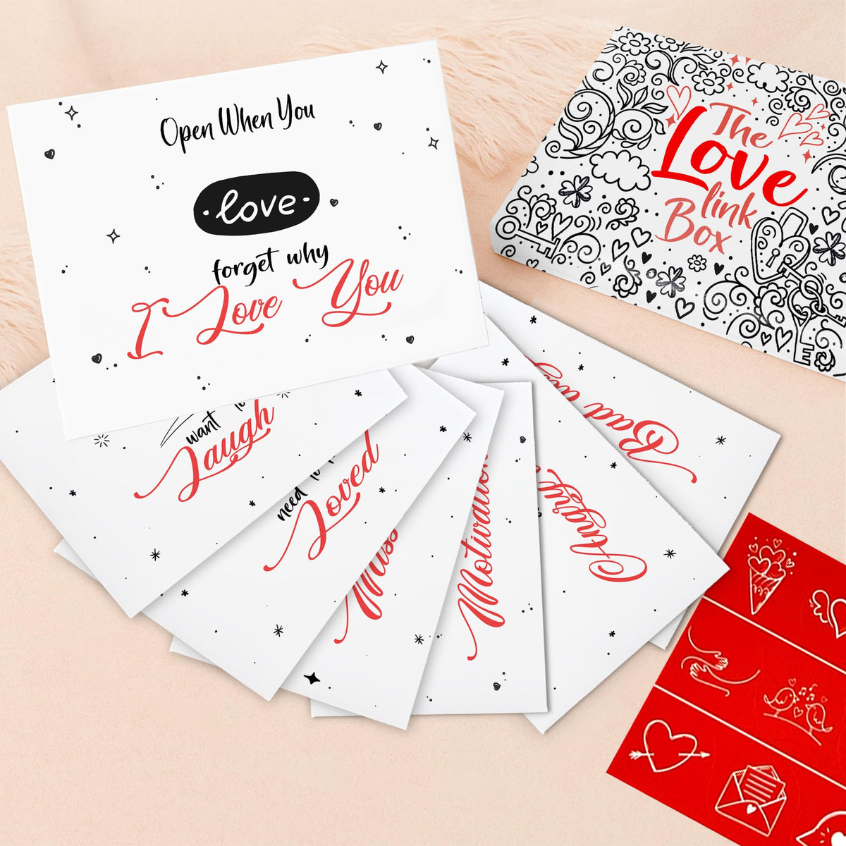 Limina Open When Envelopes Kit – 12 Open When Envelopes with Stickers for Long Distance Relationship, College Students, Daughter, or Boyfriend – Thoughtful Love Letter Kit & Going Away Gift