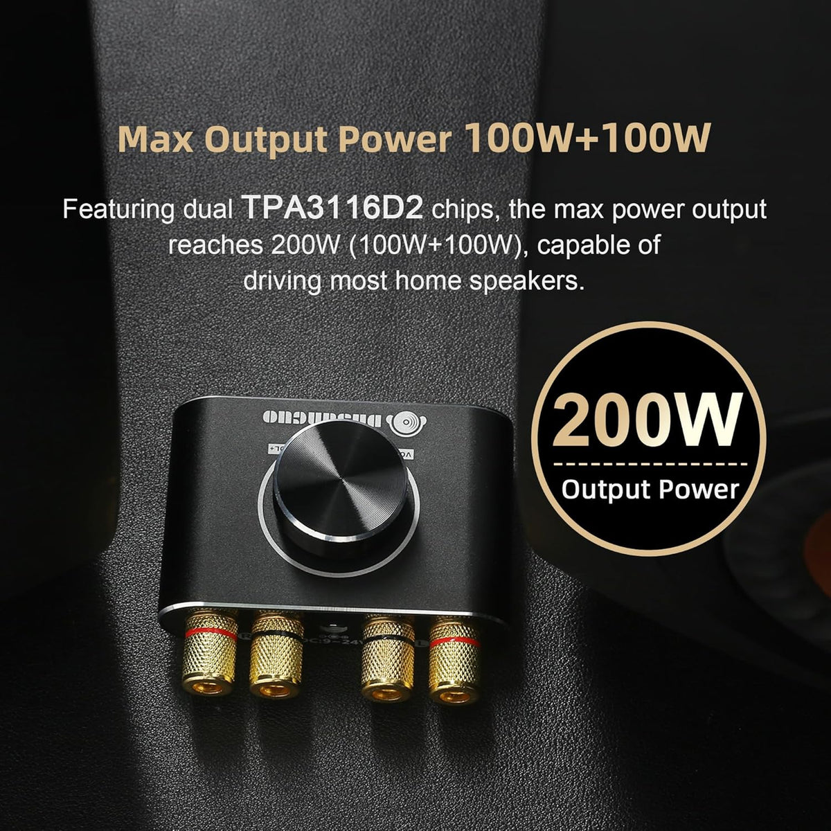 X100H 2.0 100W+100W TPA3116D2 Bluetooth5.1/USB/3.5mm Audio Amplifier Channel Power Amplifier,Supports AUX Input