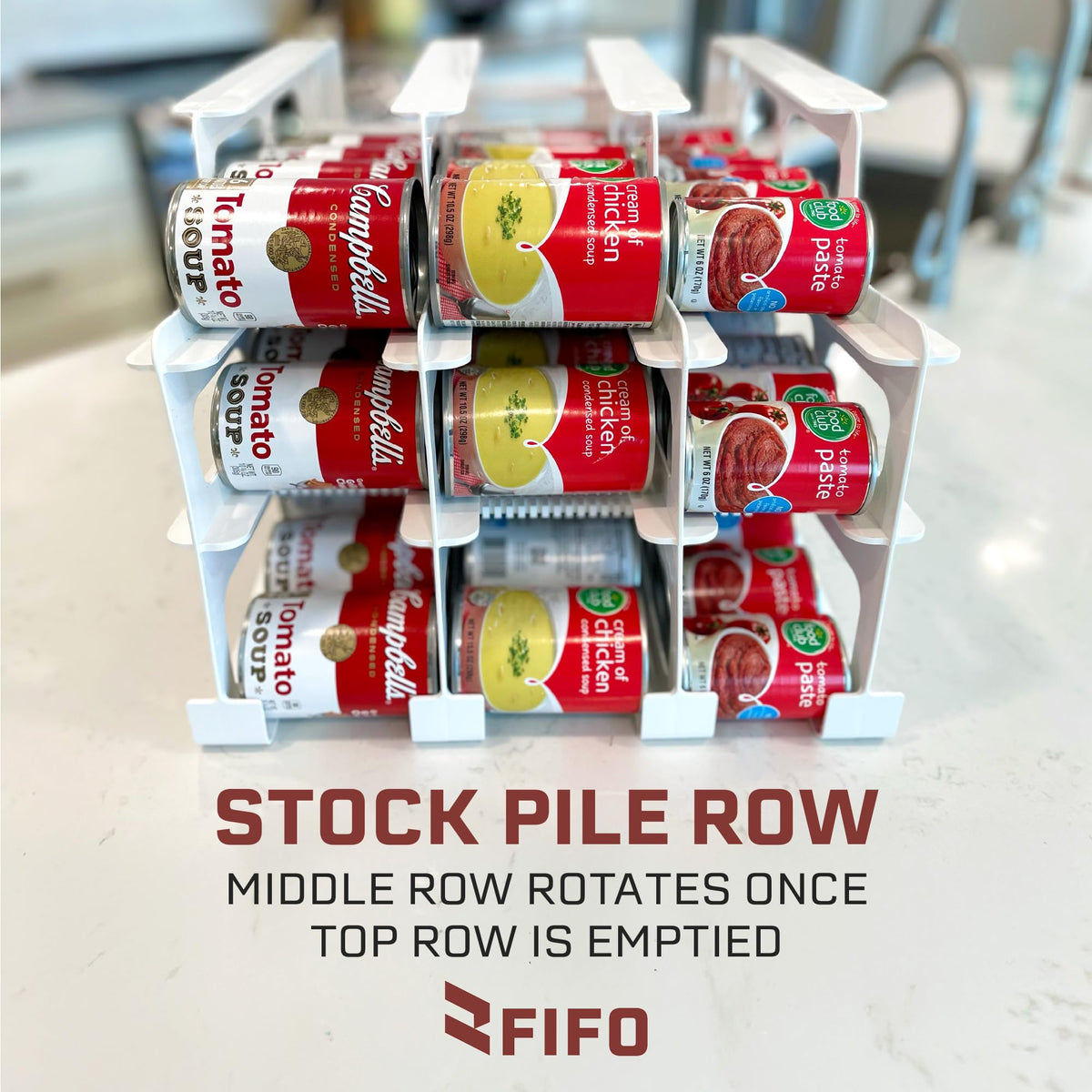 FIFO Pantry Storage Organizer Dispenser Rack for Canned Goods/Drinks, 54-Can Capacity