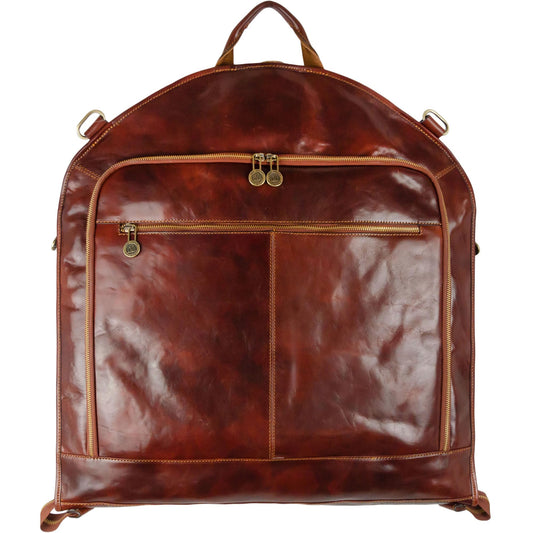 Time Resistance Leather Garment Bag - Slim Carry-On Suit Carrier for Dress Protection (Brown)