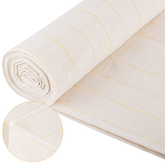 39.4"× 197" Large Overlocking Tufting Cloth with Marked Lines- Primary Monk's Cloth Punch Needle Fabric for DIY Rug-Punch Tufting Gun