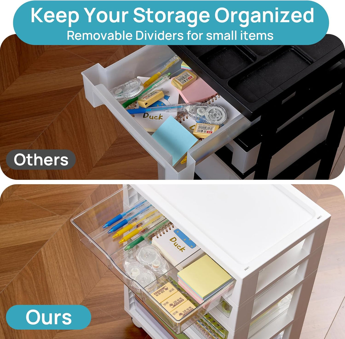 Vtopmart 4-Tier Rolling Drawer Cart - Versatile Storage Organizer for Home, Office & Crafts
