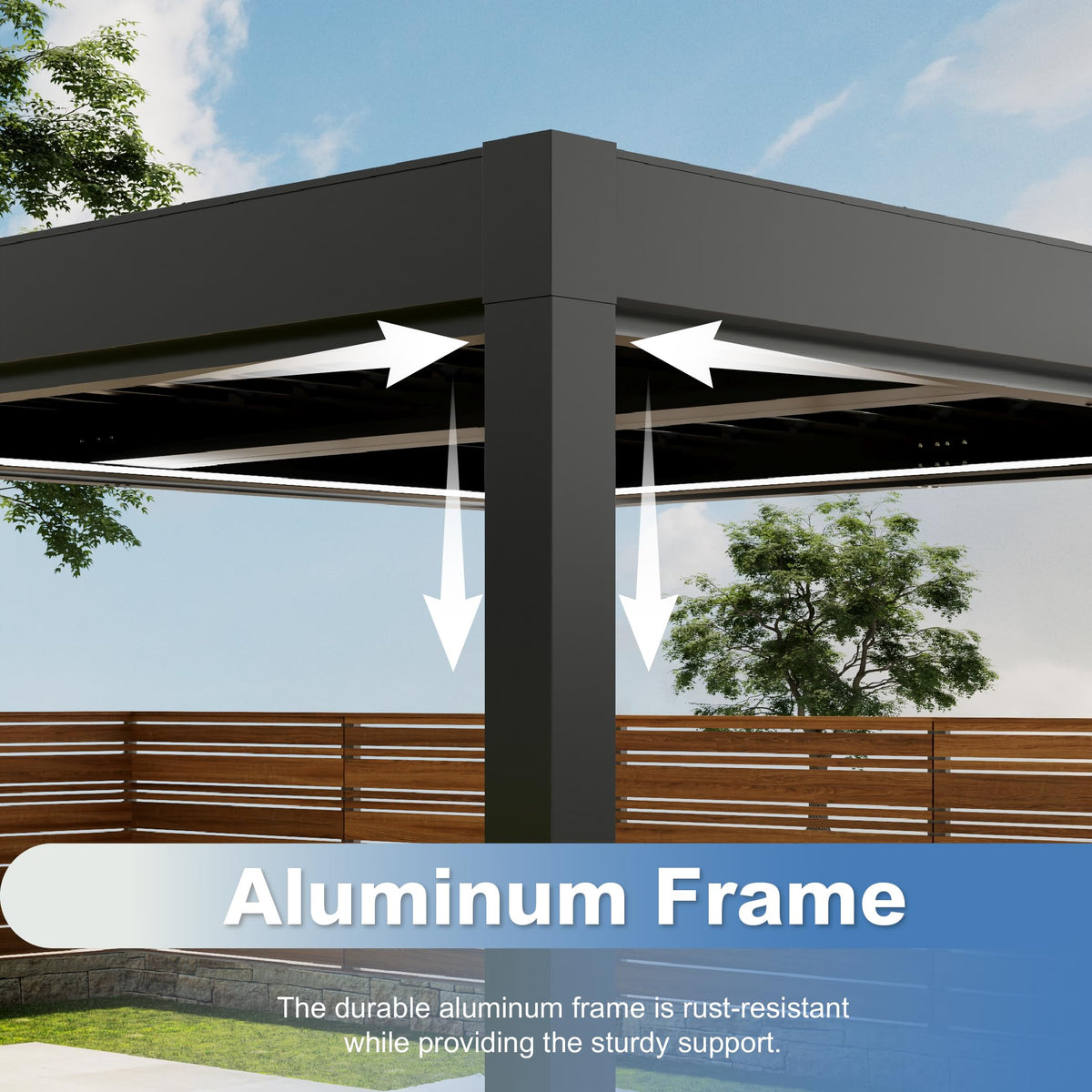Patiowell 10x10 FT Louvered Pergola, Electric Outdoor Aluminum Pergola with LED Lights, Modern Hardtop Gazebo with Integrated Drainage & Adjustable Roof for Patio Backyard Deck, Gray