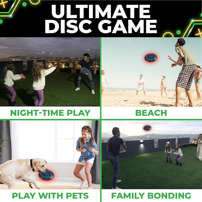 Toysery LED Light Up Fresbee - Glow in The Dark Fresbee for Kids and Adults, Flying Disc Adventure for Day and Night - Easy to Use Ideal for Camping Game