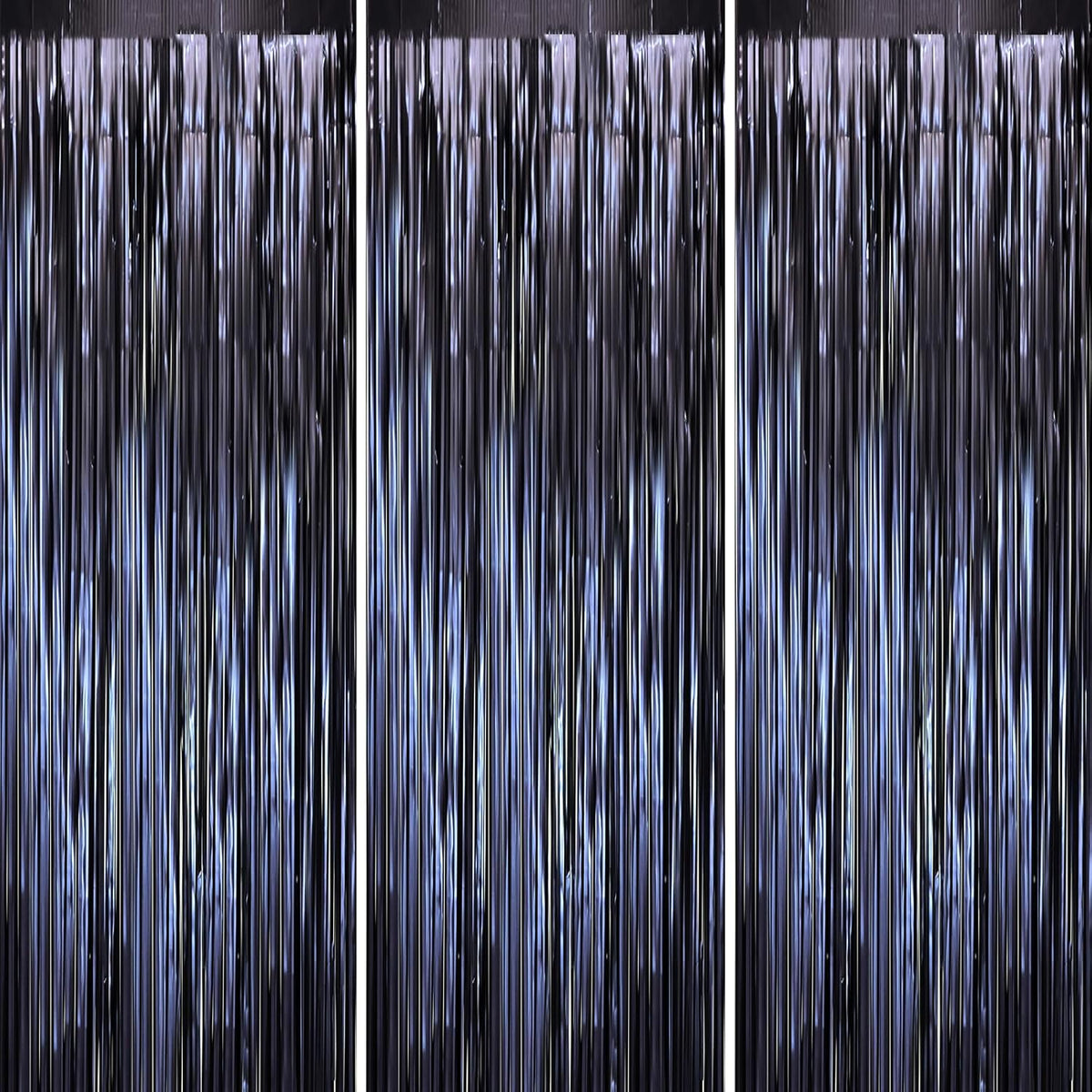 Voircoloria Matte Blue Foil Fringe Curtains - 3 Pack 3.3 x 8.2 ft Tinsel Streamers for Parties | Perfect for Graduation & Birthdays