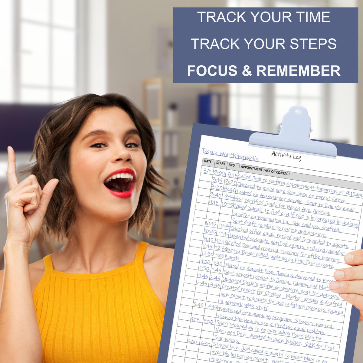 Activity Log Notepad – Daily Tracker Planning Pad for Office Productivity, Task Tracking & Time Management Planner – Work Communication Logbook Timesheet, Get Organized – 8.5 x 11 Legal Pad, 60 Page