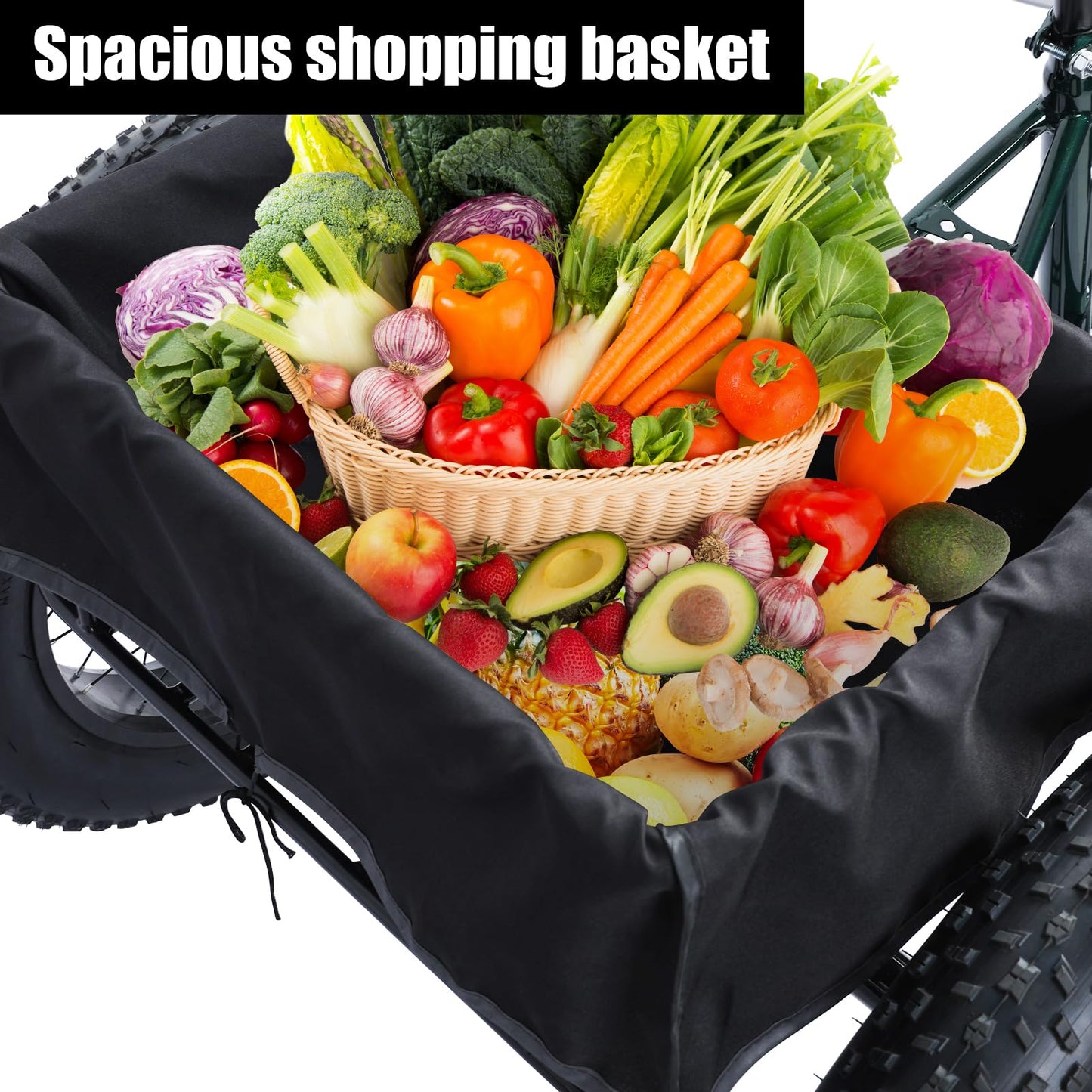 LEAQU 3 Wheel Bikes for Adults, 20 Inch Adult Tricycle, Three Wheel Bikes for Adults, 7 Speed Tricycle with Double Disc Brake, Fat Tire Bike with Spacious Shopping Basket, Black