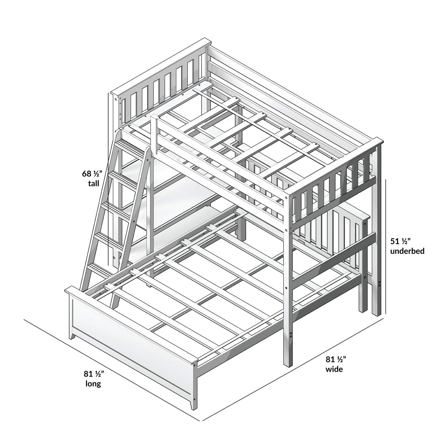 Max & Lily L Shape Twin over Full Bunk Bed with Bookcase, Clay