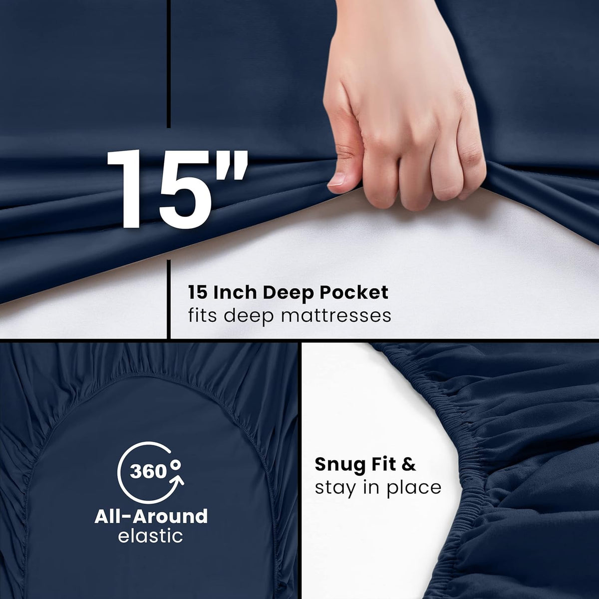 Utopia Bedding Twin Fitted Sheet - Soft Microfiber - Deep Pocket, Shrinkage & Fade Resistant | Navy