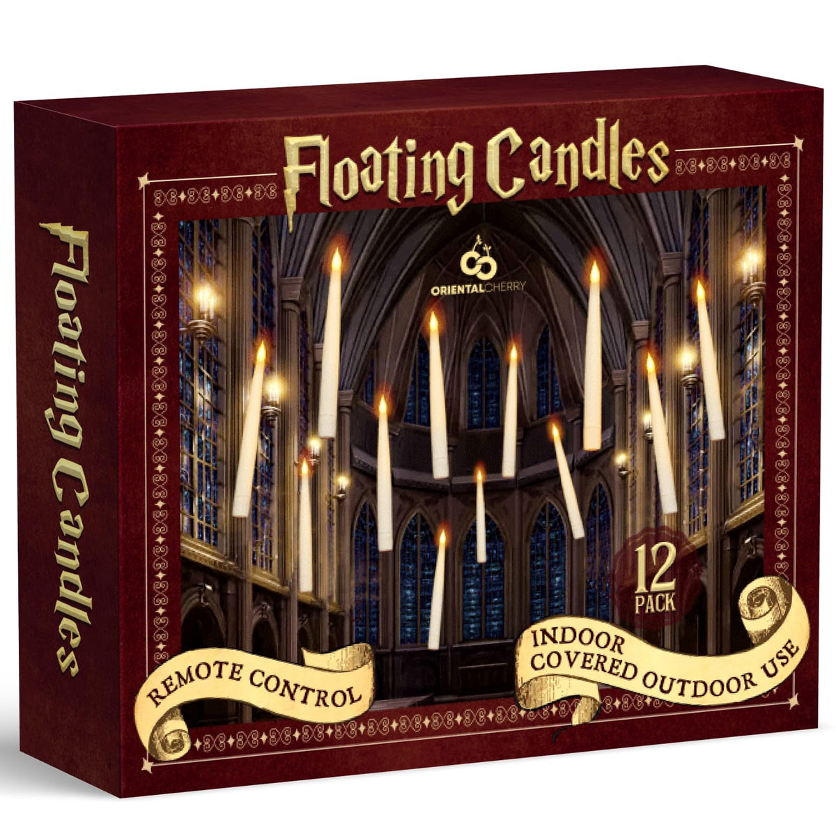 ORIENTAL CHERRY Halloween Decorations - Floating LED Candles with Remote Control -12Pcs Magic Witch Wizard Christmas Decor for Indoor Home Room Classroom Bedroom Birthday Party (with Common Remote)